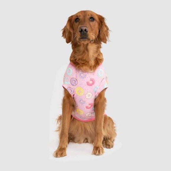 DOG PUPPY DONUT PINK COTTON TEE T-SHIRT - Picture 3 of 4